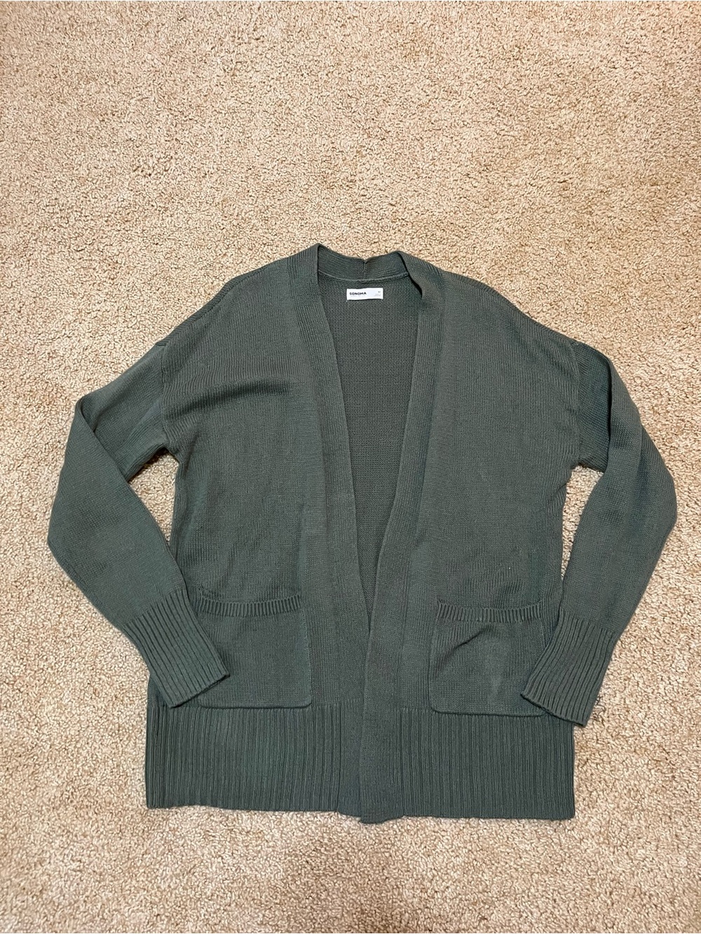 Sonoma Goods For Life Sage Green Pocket Open Front Cardigan - Medium